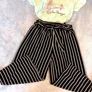 Striped Black and White Palazzos Pants